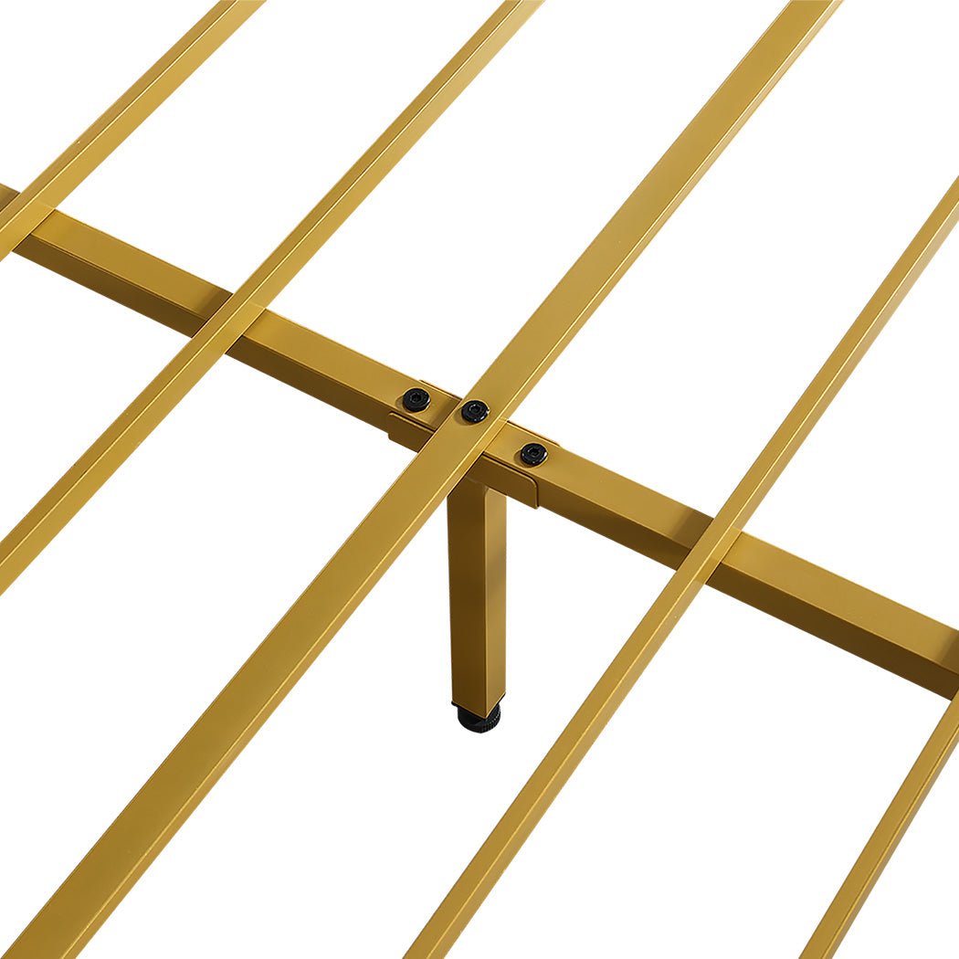 The Luciana Queen Bed Frame – Beige & Gold - Rivercity House & Home Co. (ABN 18 642 972 209) - Affordable Modern Furniture Australia