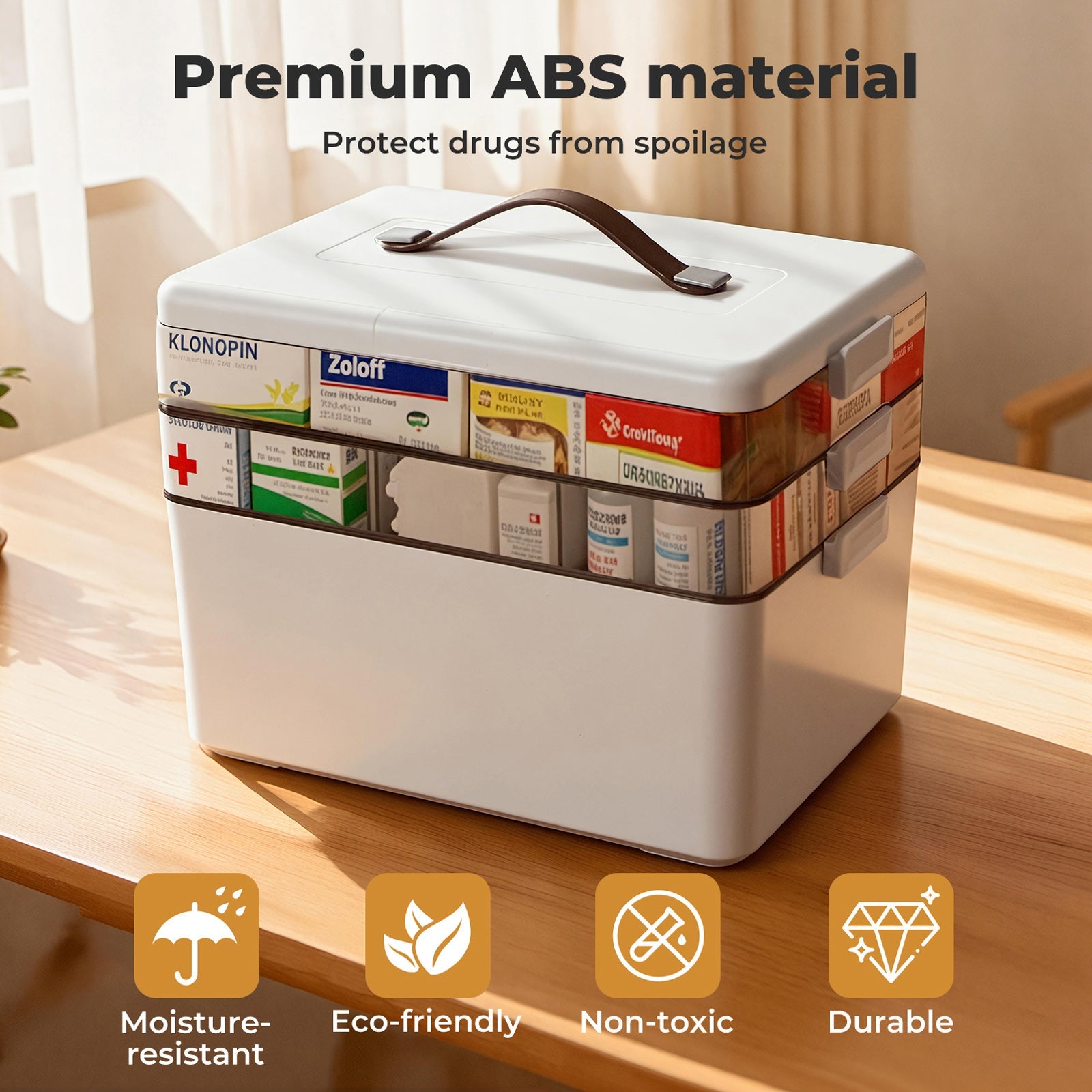 Three Layer Medical Storage Box with Adjustable Compartments - White - Rivercity House & Home Co. (ABN 18 642 972 209) - Affordable Modern Furniture Australia