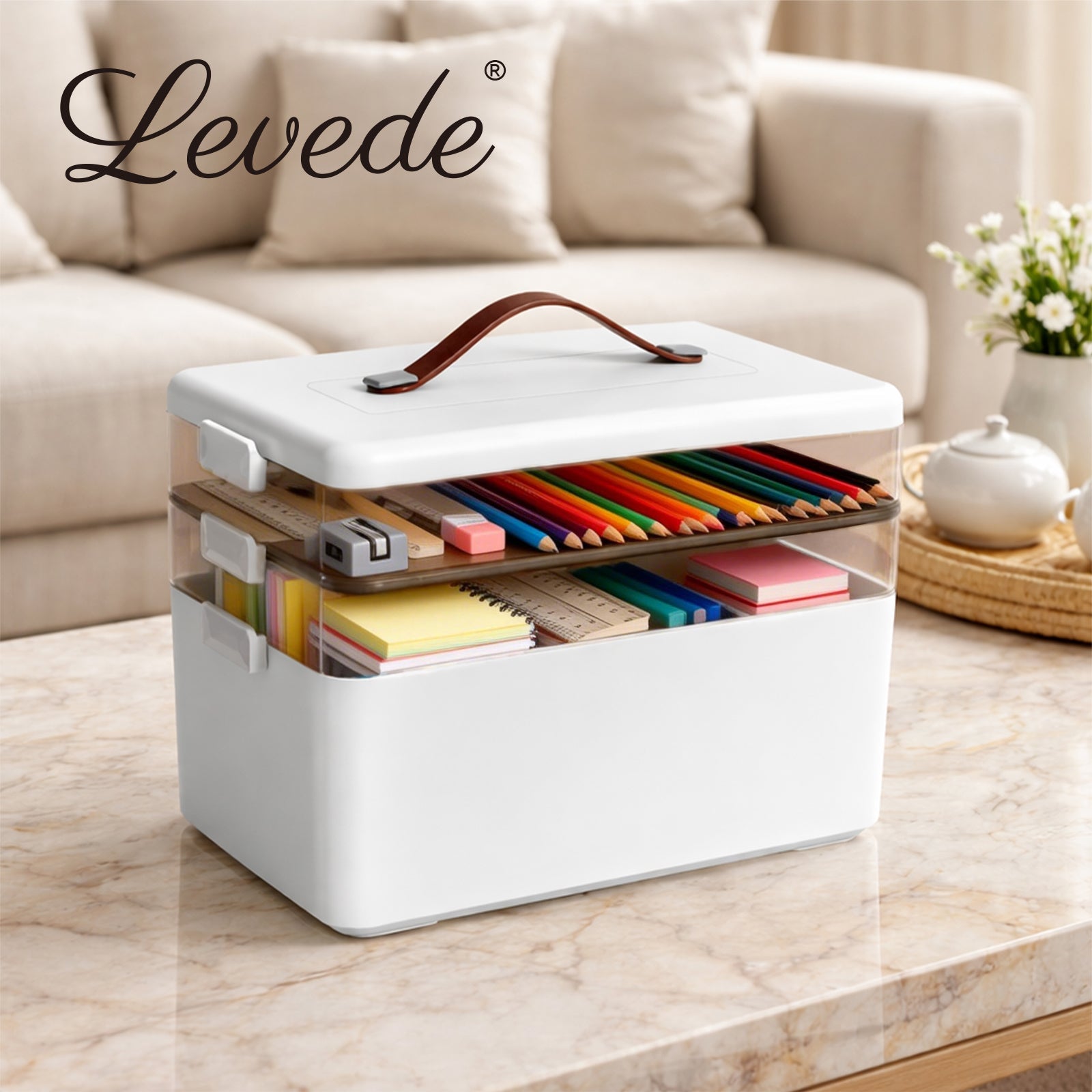 Three Layer Medical Storage Box with Adjustable Compartments - White - Rivercity House & Home Co. (ABN 18 642 972 209) - Affordable Modern Furniture Australia