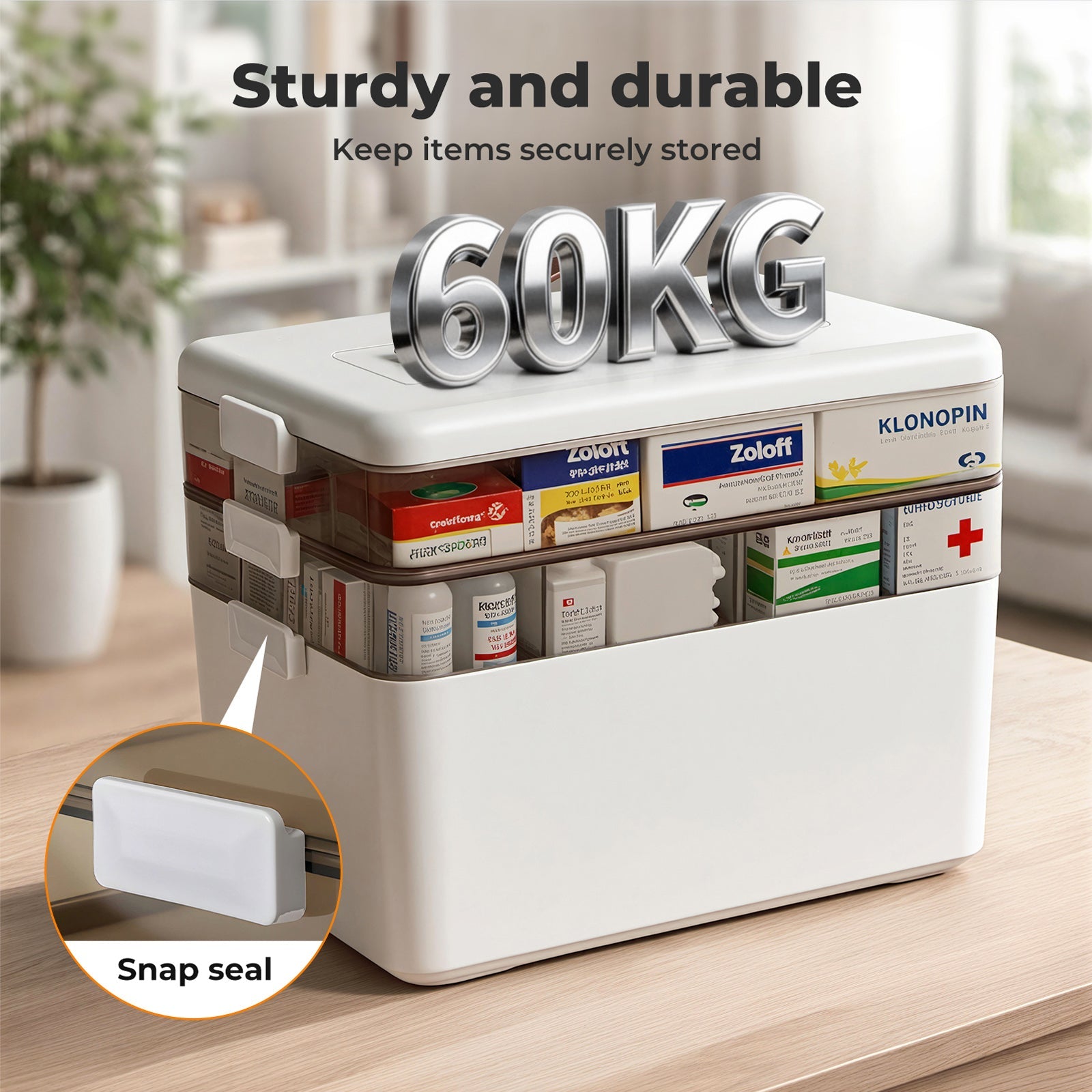 Three Layer Medical Storage Box with Adjustable Compartments - White - Rivercity House & Home Co. (ABN 18 642 972 209) - Affordable Modern Furniture Australia