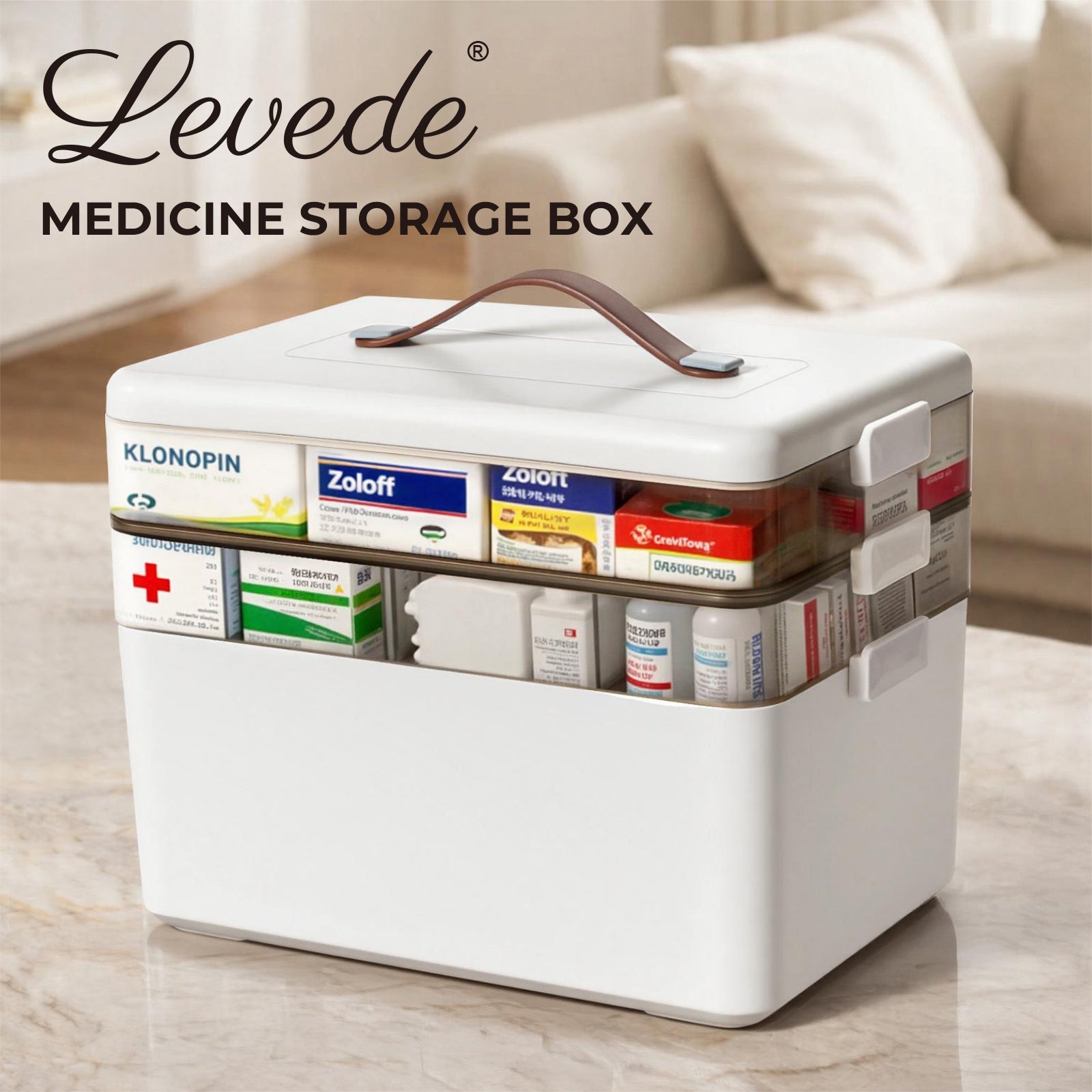Three Layer Medical Storage Box with Adjustable Compartments - White - Rivercity House & Home Co. (ABN 18 642 972 209) - Affordable Modern Furniture Australia
