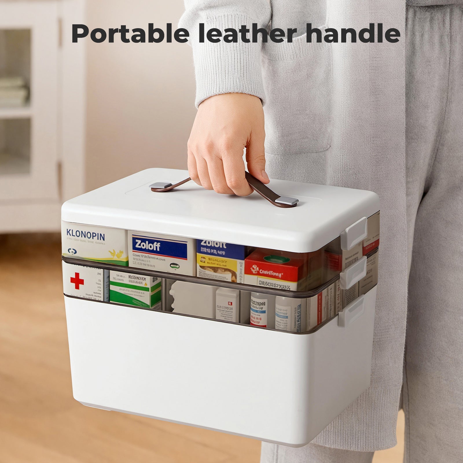 Three Layer Medical Storage Box with Adjustable Compartments - White - Rivercity House & Home Co. (ABN 18 642 972 209) - Affordable Modern Furniture Australia