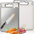 Titanium Double-Sided Cutting Board 36.5x25cm Stainless Steel and Wheat Straw PP - Silver