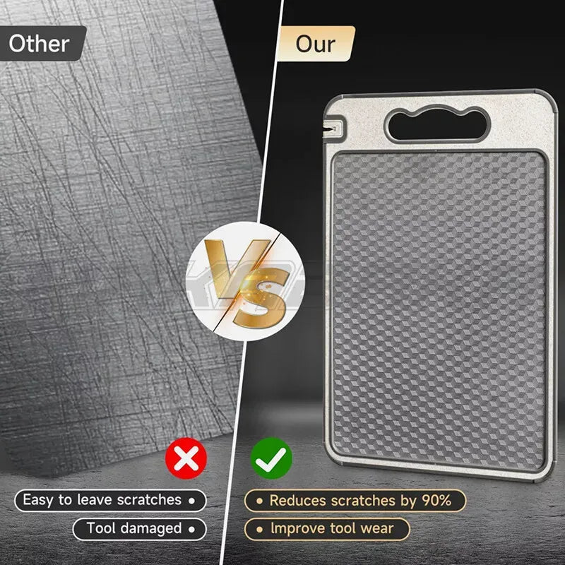 Titanium Double-Sided Cutting Board 36.5x25cm Stainless Steel and Wheat Straw PP - Silver - Home & Garden > Kitchenware > Cutlery - Rivercity House & Home Co. (ABN 18 642 972 209) - Affordable Modern Furniture Australia