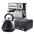 Breakfast Set with 4-Slice Toaster, 1.7L Kettle & 1.6L Espresso Coffee Machine - Black