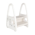 Toddler Double Step Stool Ladder Tower with Handrails - White and Grey