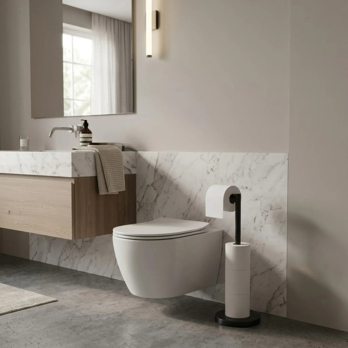 Toilet Paper Holder Stand with Storage Metal Bathroom Accessories - Black - Home & Garden > Bathroom Accessories > Toilet Paper Holders - Rivercity House & Home Co. (ABN 18 642 972 209) - Affordable Modern Furniture Australia
