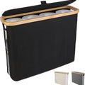 Toilet Paper Storage Basket for 12 Rolls with Bamboo Lid & Handle for RV Closet - Black
