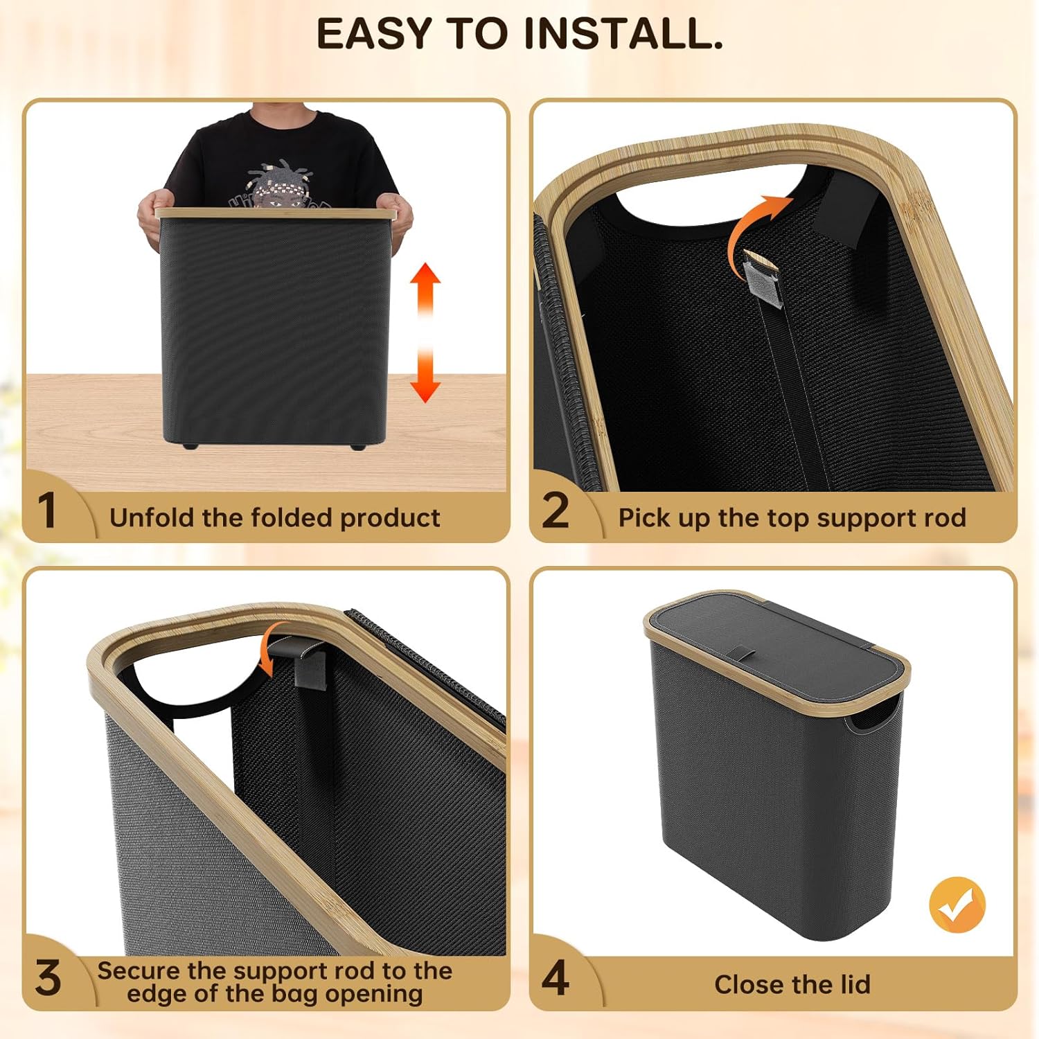 Toilet Paper Storage Basket Holds Up to 12 Rolls with Bamboo Lid and Handle for RV Closet (Black) - Home & Garden > DIY > Kitchen & Bathroom DIY - Rivercity House & Home Co. (ABN 18 642 972 209) - Affordable Modern Furniture Australia