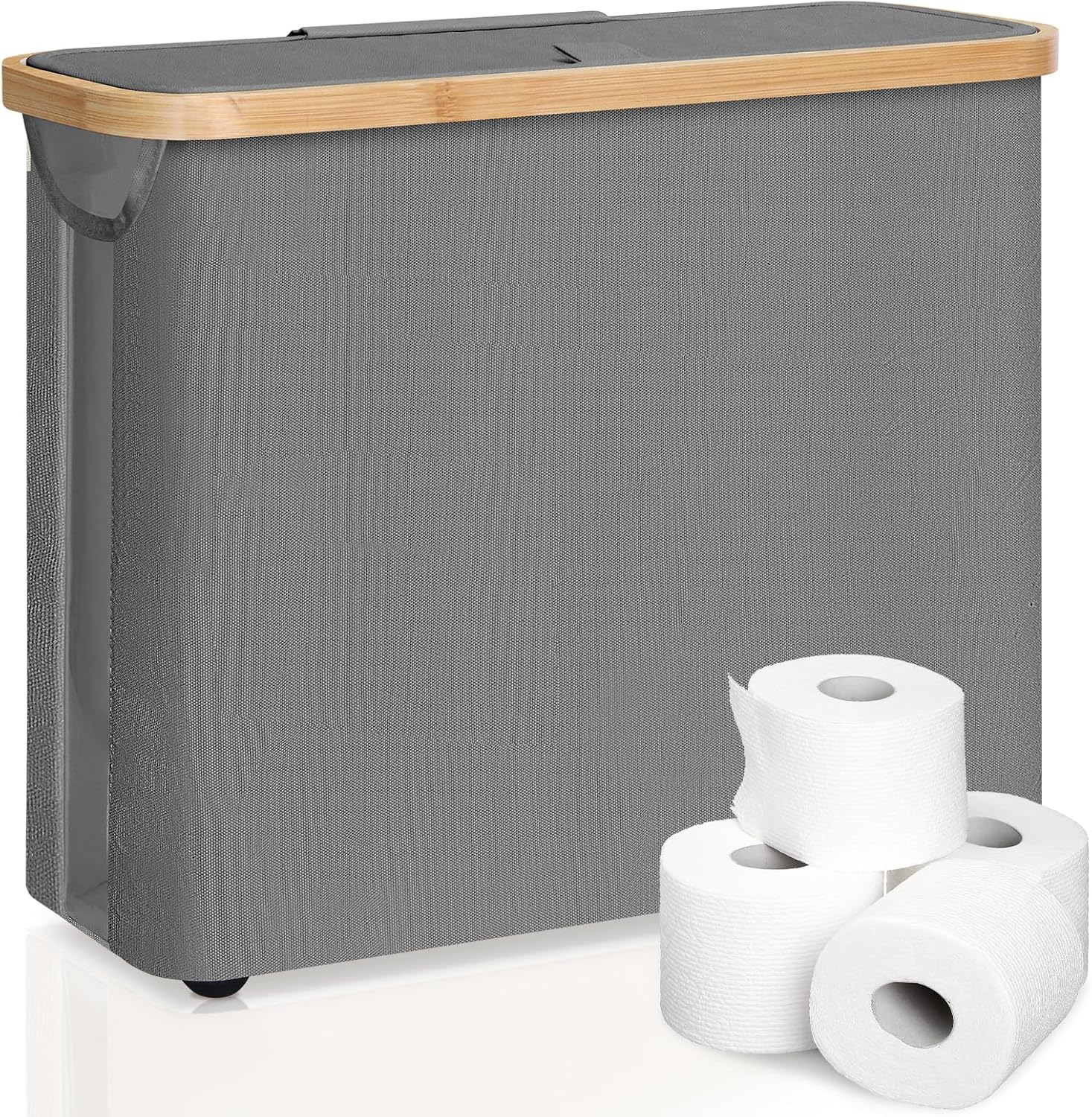 Toilet Paper Storage Basket Holds Up to 12 Rolls with Bamboo Lid and Handle for RV Closet (Grey) - Home & Garden > DIY > Kitchen & Bathroom DIY - Rivercity House & Home Co. (ABN 18 642 972 209) - Affordable Modern Furniture Australia