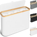 Toilet Paper Storage Basket for RV Closet Holds 12 Rolls with Bamboo Lid & Handle - White