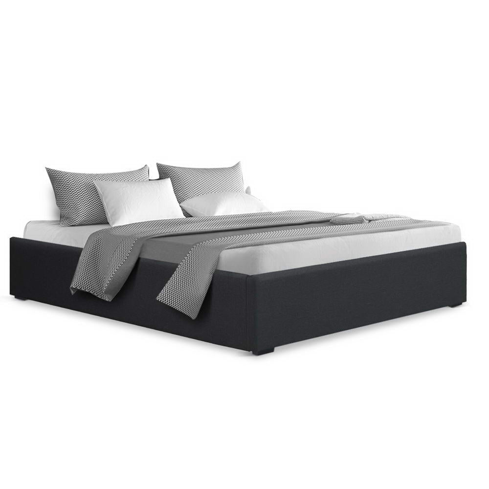 Toki Fabric Double Gas Lift Bed Frame Base with Storage Charcoal - Rivercity House & Home Co. (ABN 18 642 972 209) - Affordable Modern Furniture Australia