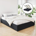 Toki Fabric Double Gas Lift Bed Frame Base with Storage Charcoal