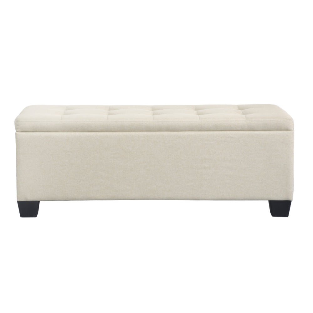 Tommie Fabric Storage Ottoman Beige - Furniture > Bedroom - Rivercity House & Home Co. (ABN 18 642 972 209) - Affordable Modern Furniture Australia