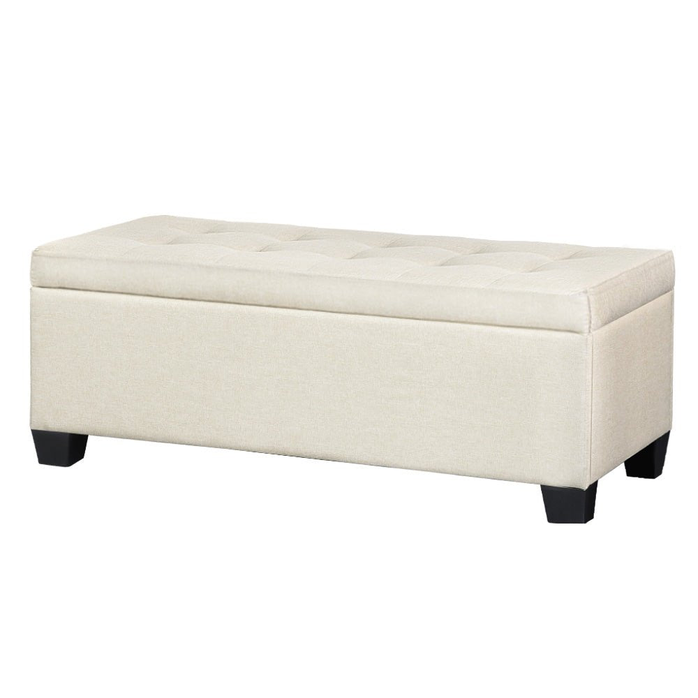 Tommie Fabric Storage Ottoman Beige - Furniture > Bedroom - Rivercity House & Home Co. (ABN 18 642 972 209) - Affordable Modern Furniture Australia