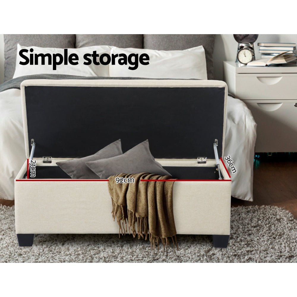 Tommie Fabric Storage Ottoman Beige - Furniture > Bedroom - Rivercity House & Home Co. (ABN 18 642 972 209) - Affordable Modern Furniture Australia