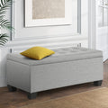 Tommie Fabric Storage Ottoman Light Grey