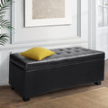 Tommie PU Leather Storage Ottoman Black