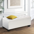 Tommie PU Leather Storage Ottoman White