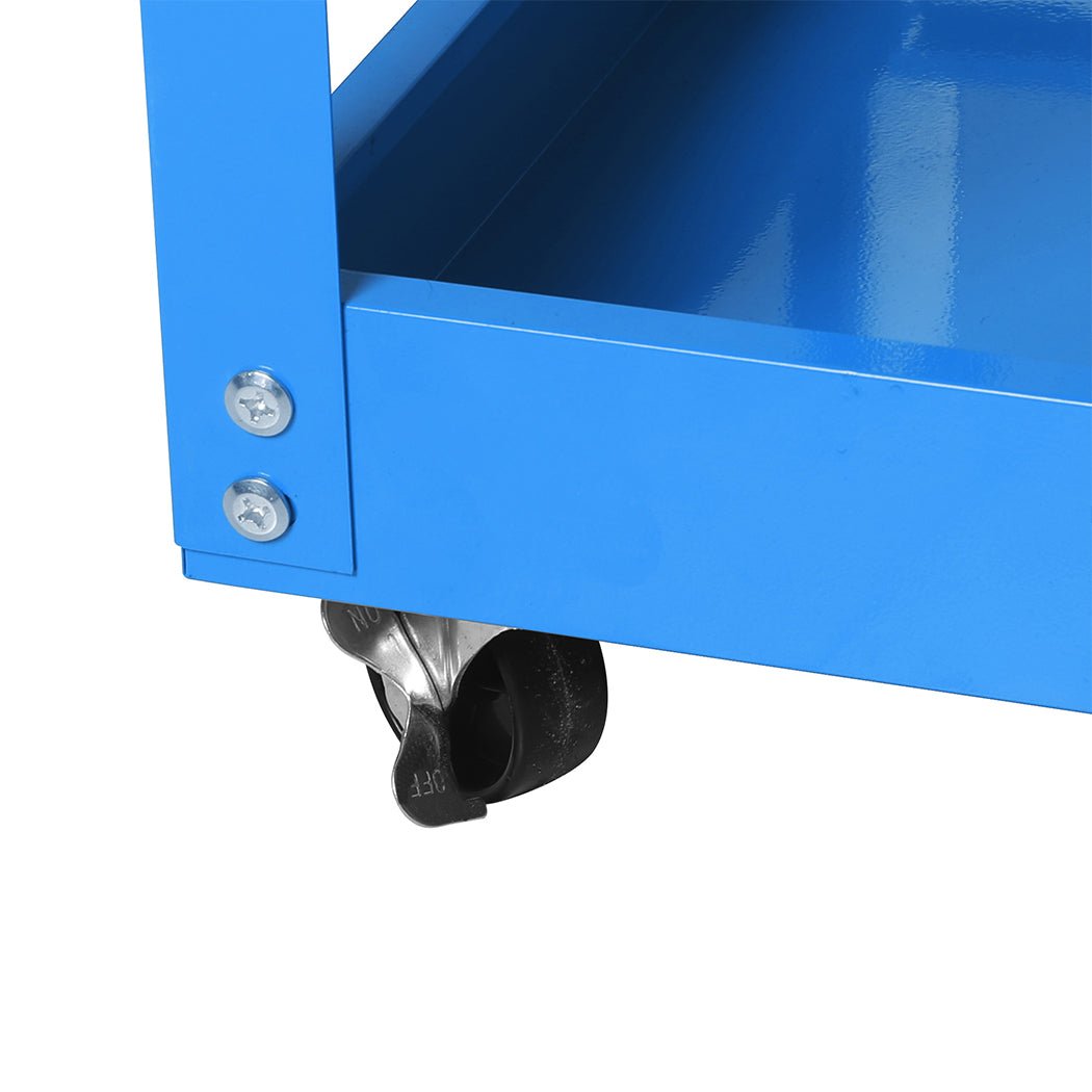 Tool Cart Trolley with Toolbox and 3 Storage Trays - Blue - Rivercity House & Home Co. (ABN 18 642 972 209) - Affordable Modern Furniture Australia