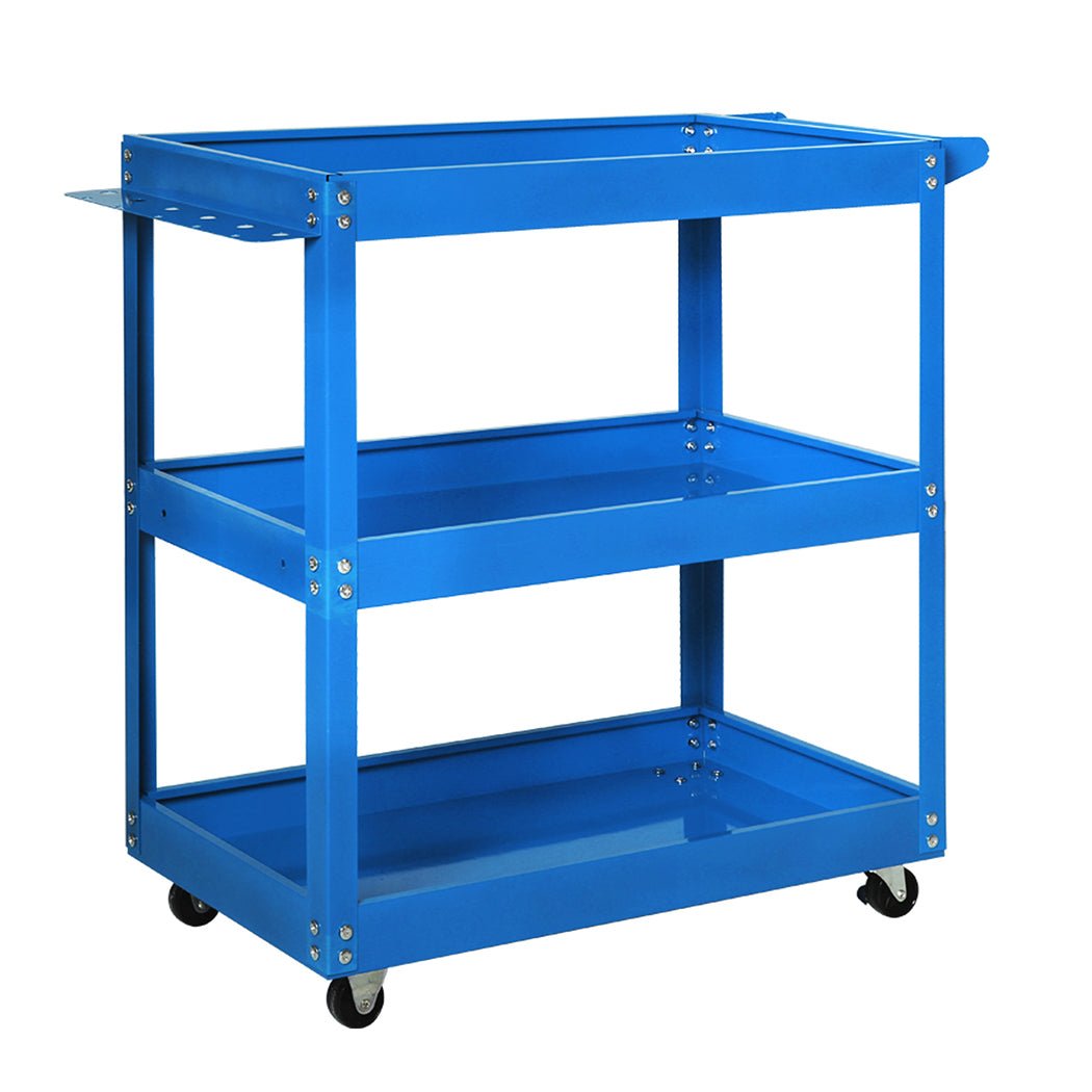 Tool Cart Trolley with Toolbox and 3 Storage Trays - Blue - Rivercity House & Home Co. (ABN 18 642 972 209) - Affordable Modern Furniture Australia