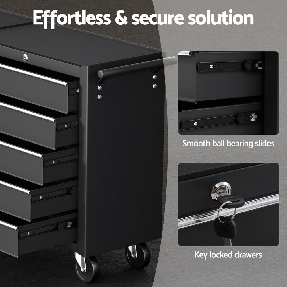 Tool Chest Trolley 10 Drawers Toolbox Storage Black - Tools > Tools Storage > Tool Boxes - Rivercity House & Home Co. (ABN 18 642 972 209) - Affordable Modern Furniture Australia