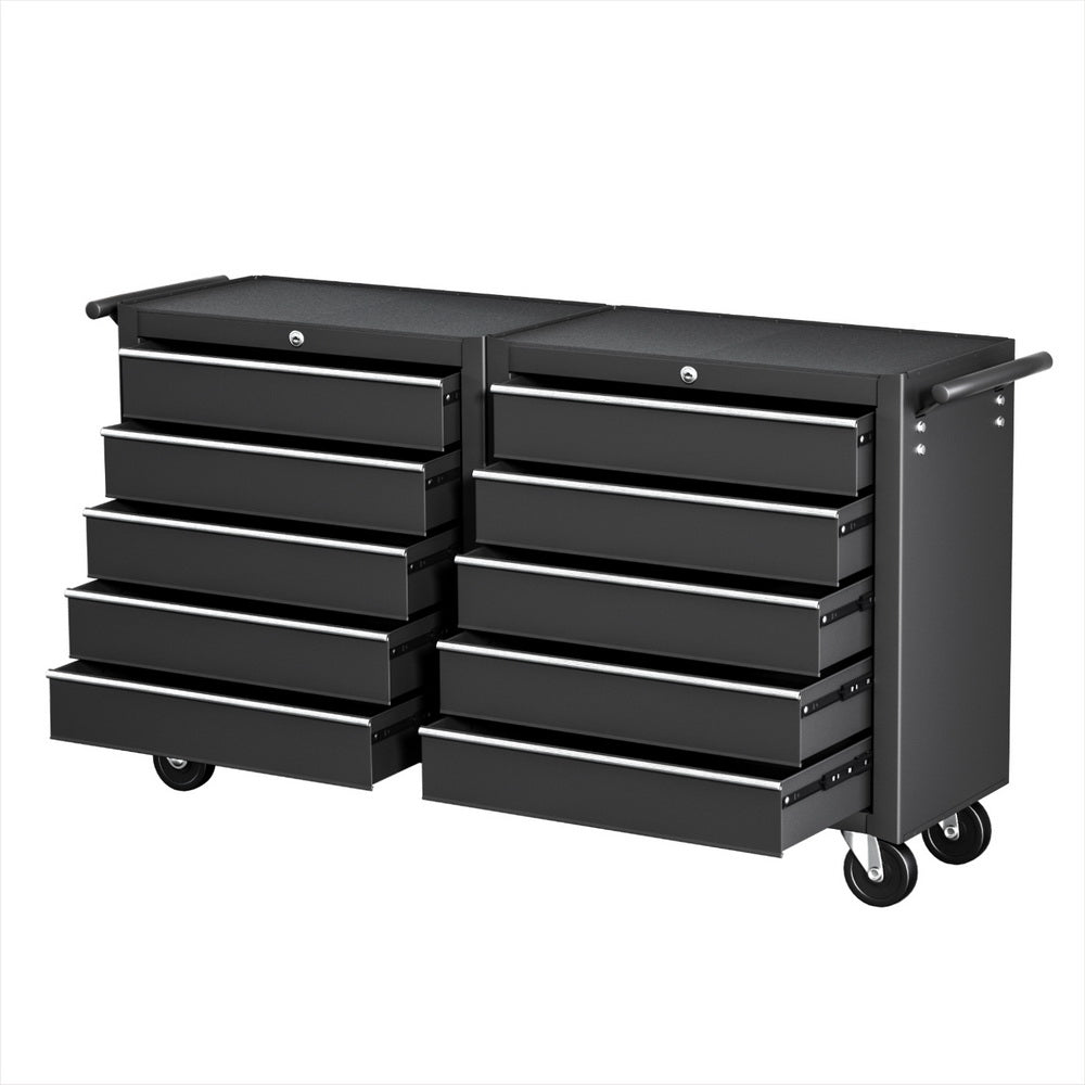 Tool Chest Trolley 10 Drawers Toolbox Storage Black - Tools > Tools Storage > Tool Boxes - Rivercity House & Home Co. (ABN 18 642 972 209) - Affordable Modern Furniture Australia