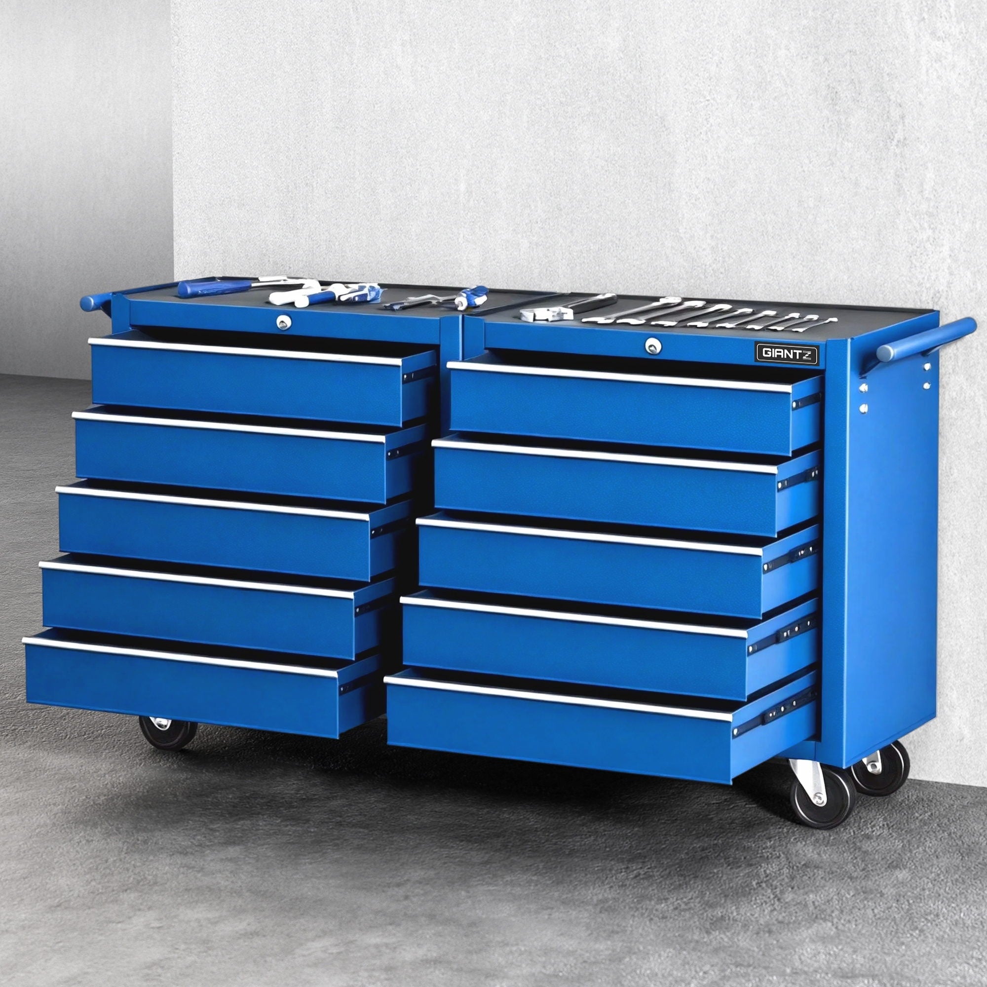 Tool Chest Trolley 10 Drawers Toolbox Storage Blue - Tools > Tools Storage > Tool Boxes - Rivercity House & Home Co. (ABN 18 642 972 209) - Affordable Modern Furniture Australia
