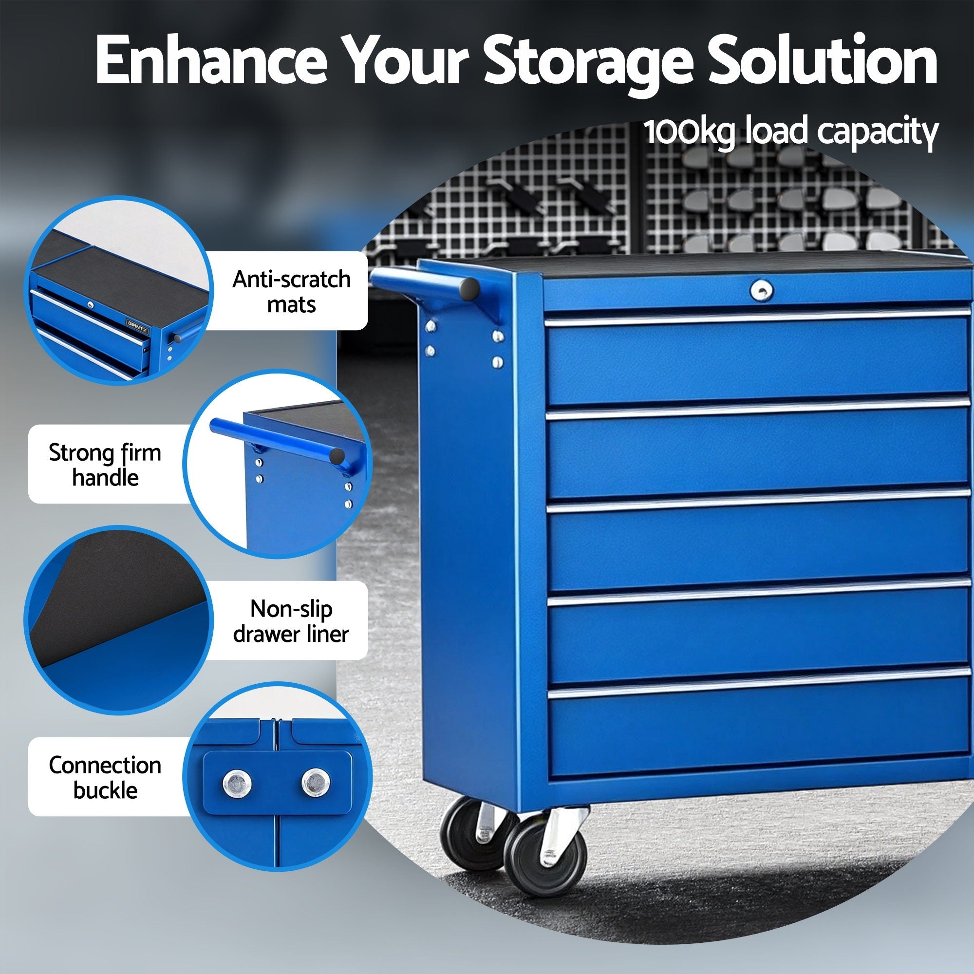 Tool Chest Trolley 10 Drawers Toolbox Storage Blue - Tools > Tools Storage > Tool Boxes - Rivercity House & Home Co. (ABN 18 642 972 209) - Affordable Modern Furniture Australia