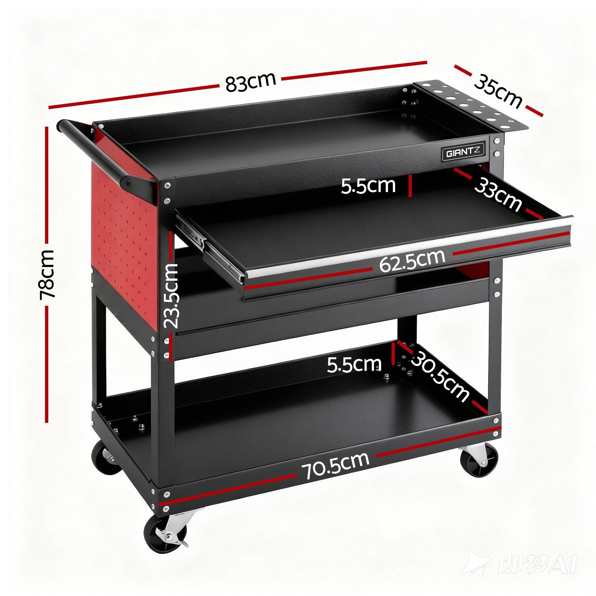 Tool Trolley Cart Rolling Cabinet with Drawer Workshop Garage Storage - Tools > Tools Storage > Utility Trolleys - Rivercity House & Home Co. (ABN 18 642 972 209) - Affordable Modern Furniture Australia