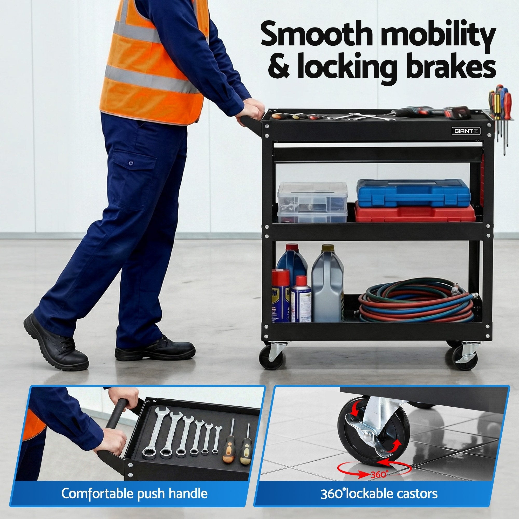 Tool Trolley Cart Rolling Cabinet with Drawer Workshop Garage Storage - Tools > Tools Storage > Utility Trolleys - Rivercity House & Home Co. (ABN 18 642 972 209) - Affordable Modern Furniture Australia
