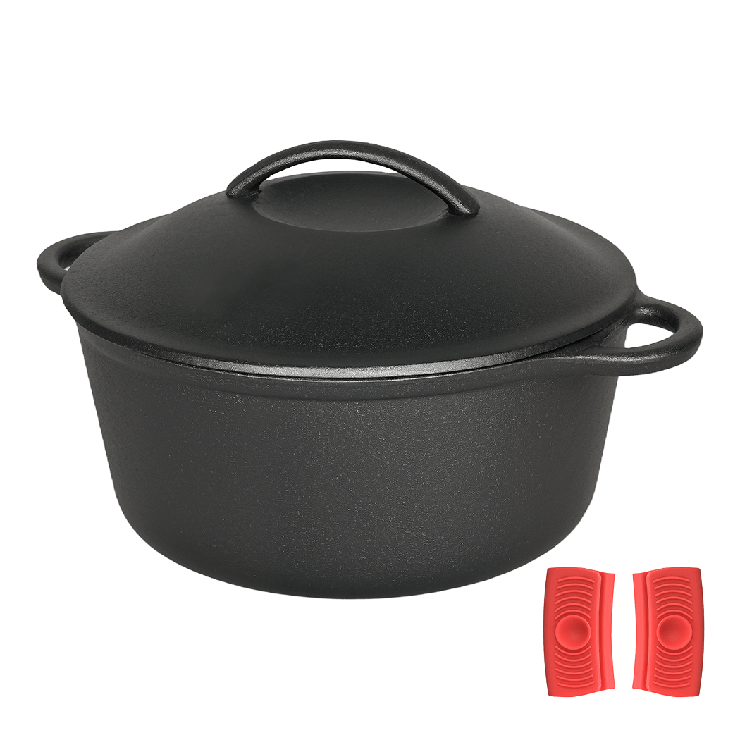 Toque 6.6L Heavy Duty Cast Iron Dutch Oven Casserole Pot - Black - Rivercity House & Home Co. (ABN 18 642 972 209) - Affordable Modern Furniture Australia