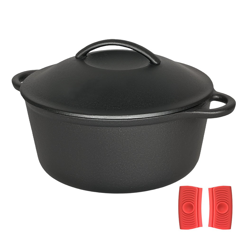 Toque 6.6L Heavy Duty Cast Iron Dutch Oven Casserole Pot - Black - Rivercity House & Home Co. (ABN 18 642 972 209) - Affordable Modern Furniture Australia
