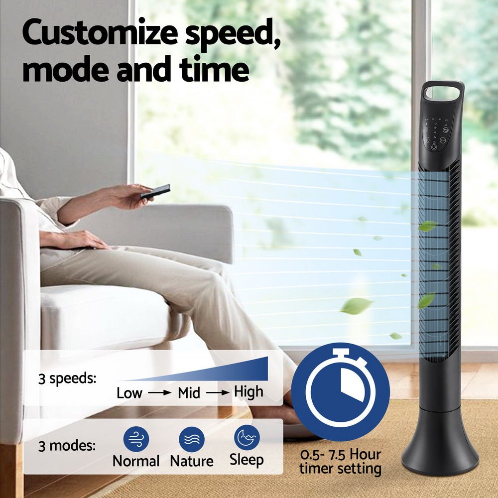 Tower Fan Oscillating 3 Speeds with Remote 91cm - Appliances > Heaters - Rivercity House & Home Co. (ABN 18 642 972 209) - Affordable Modern Furniture Australia