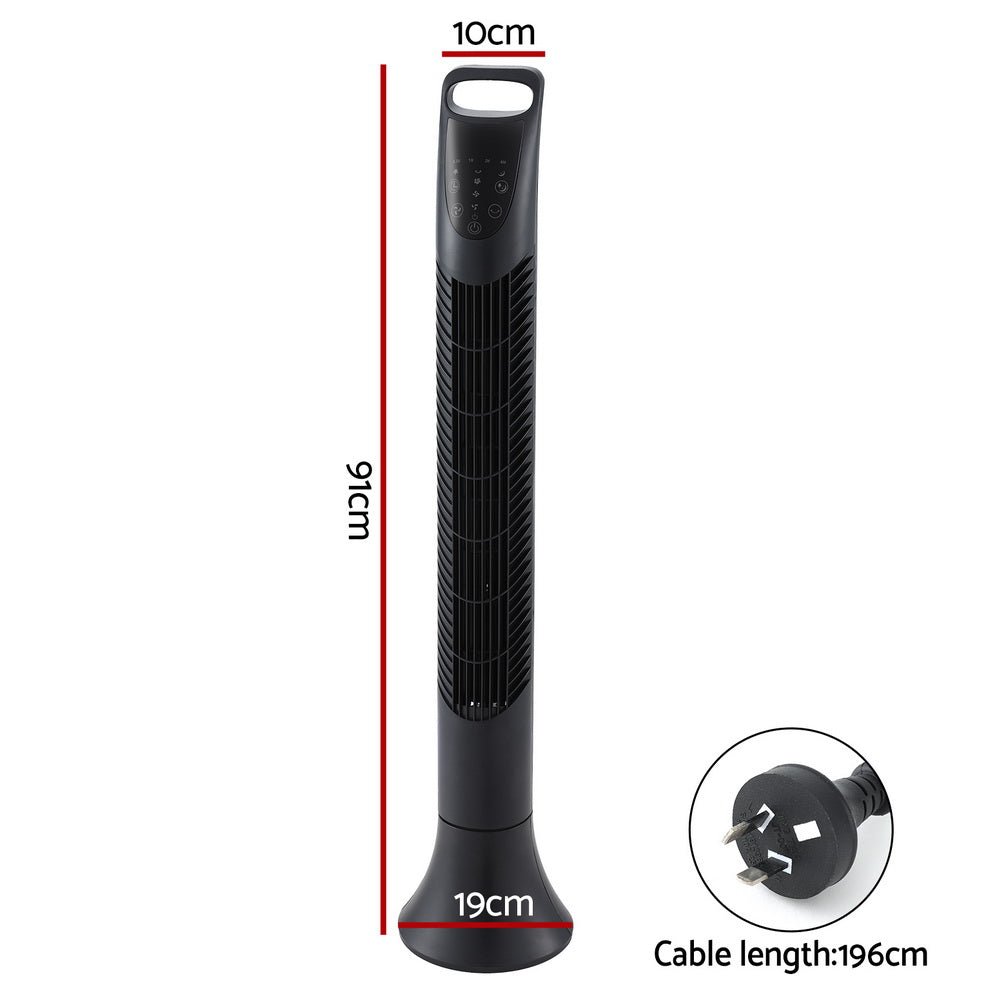 Tower Fan Oscillating 3 Speeds with Remote 91cm - Appliances > Heaters - Rivercity House & Home Co. (ABN 18 642 972 209) - Affordable Modern Furniture Australia