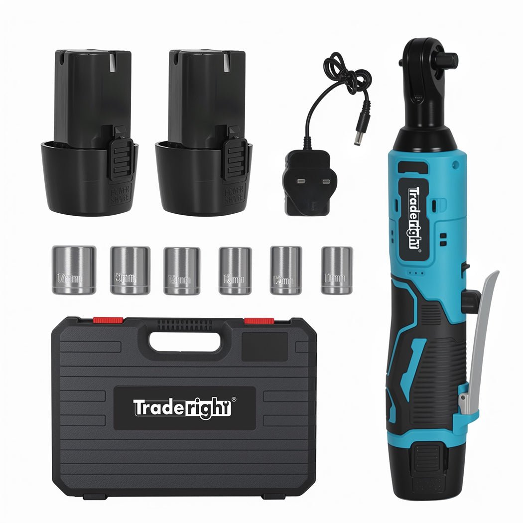 Traderight 12V Cordless 3/8" Drive Ratchet Wrench Kit 42N·m Torque - Blue and Black - Rivercity House & Home Co. (ABN 18 642 972 209) - Affordable Modern Furniture Australia