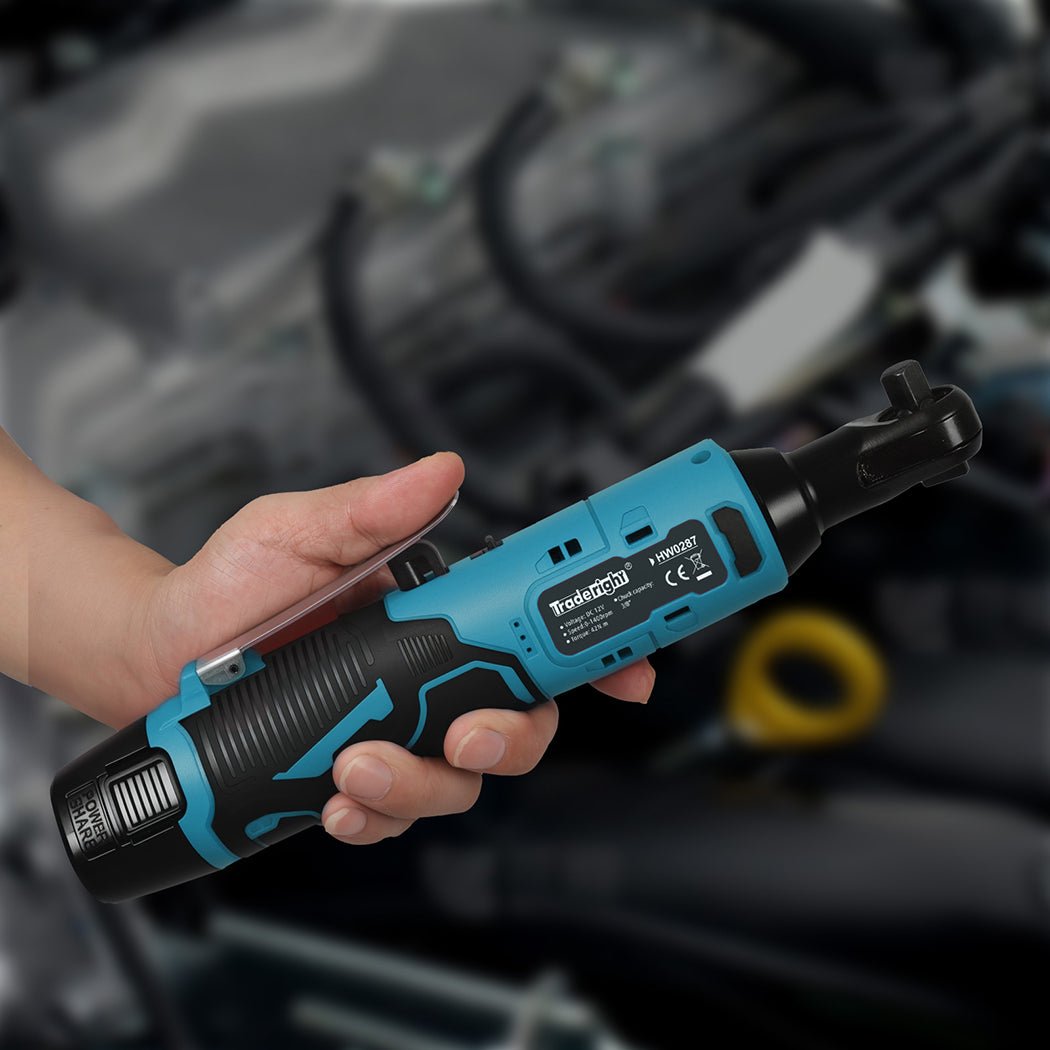 Traderight 12V Cordless 3/8" Drive Ratchet Wrench Kit 42N·m Torque - Blue and Black - Rivercity House & Home Co. (ABN 18 642 972 209) - Affordable Modern Furniture Australia