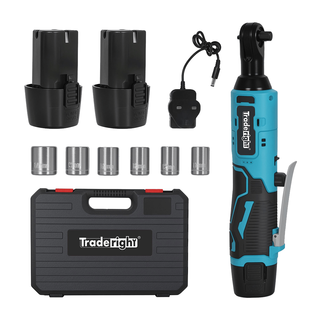 Traderight 12V Cordless 3/8" Drive Ratchet Wrench Kit 42N·m Torque - Blue and Black - Rivercity House & Home Co. (ABN 18 642 972 209) - Affordable Modern Furniture Australia