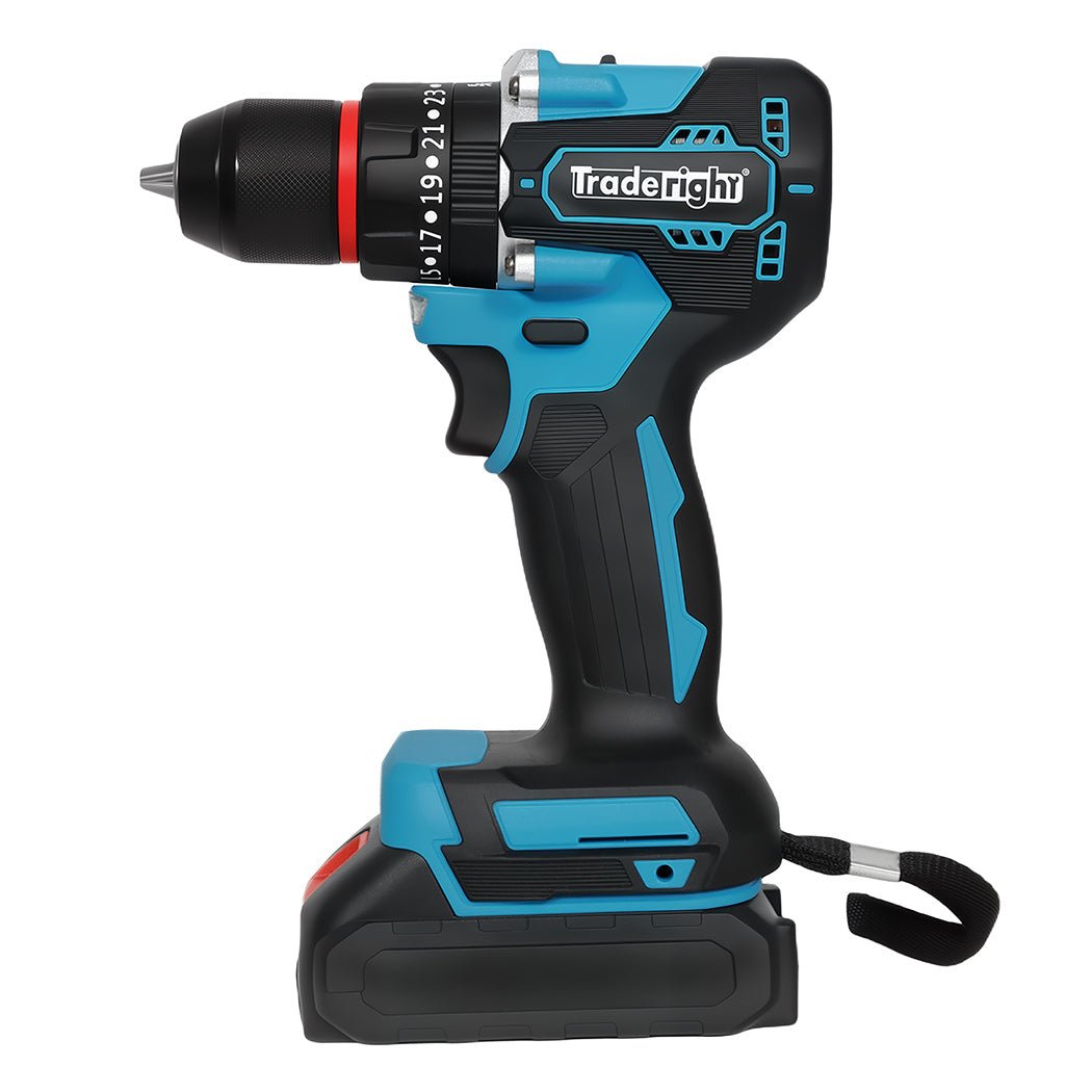 Traderight 21V Brushless Cordless Impact Drill with LED Light - Blue and Black - Rivercity House & Home Co. (ABN 18 642 972 209) - Affordable Modern Furniture Australia