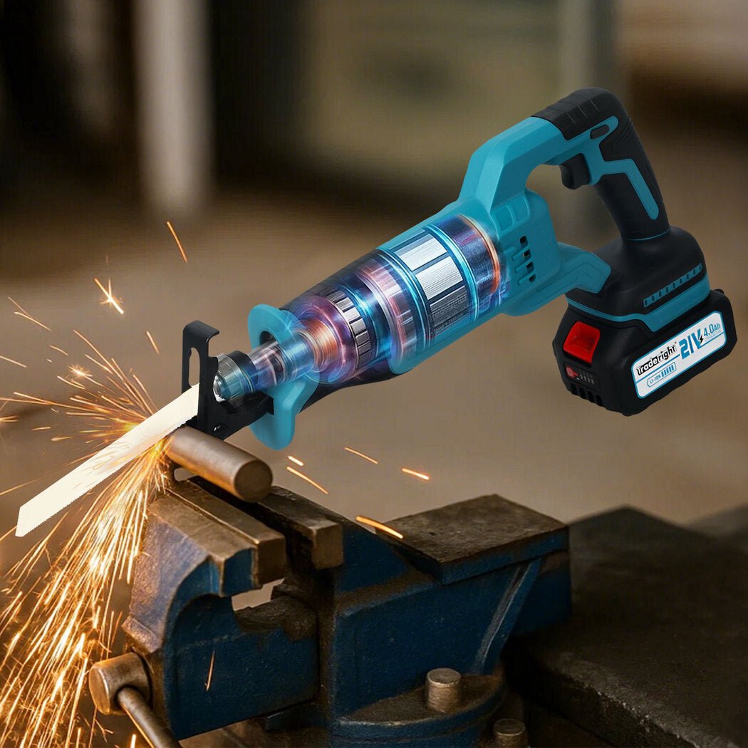 Traderight 21V Brushless Cordless Reciprocating Saw Kit with Batteries and Blades - Blue - Rivercity House & Home Co. (ABN 18 642 972 209) - Affordable Modern Furniture Australia