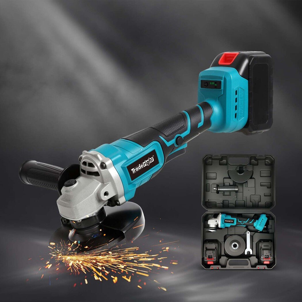 Traderight 21V Cordless Angle Grinder Kit with 2 Batteries - Blue - Rivercity House & Home Co. (ABN 18 642 972 209) - Affordable Modern Furniture Australia