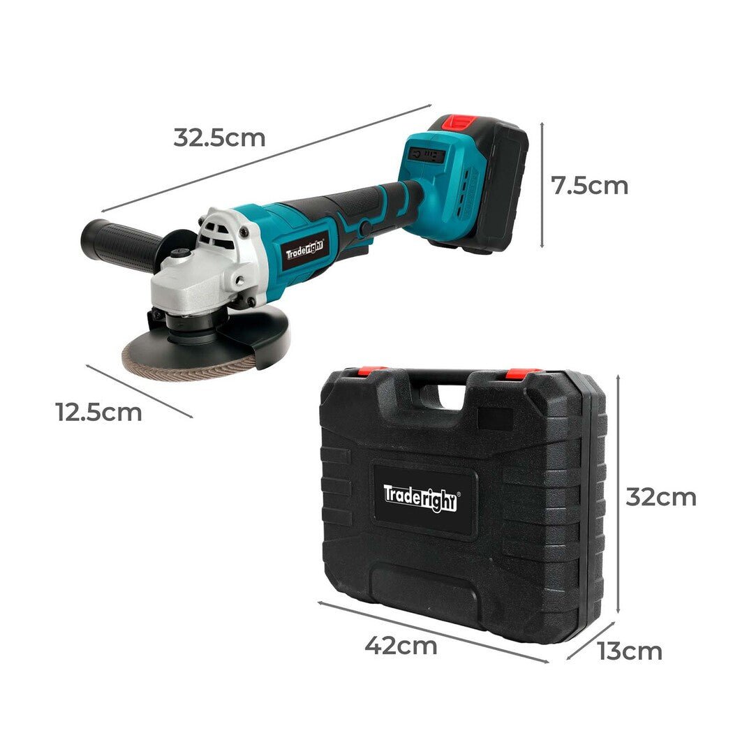 Traderight 21V Cordless Angle Grinder Kit with 2 Batteries - Blue - Rivercity House & Home Co. (ABN 18 642 972 209) - Affordable Modern Furniture Australia