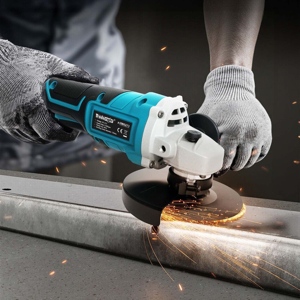 Traderight 21V Cordless Angle Grinder Kit with 2 Batteries - Blue - Rivercity House & Home Co. (ABN 18 642 972 209) - Affordable Modern Furniture Australia