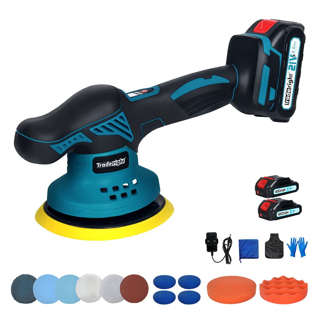 Traderight 21V Cordless Car Polisher Buffer Machine with 6" Pad - Blue, Black - Rivercity House & Home Co. (ABN 18 642 972 209) - Affordable Modern Furniture Australia