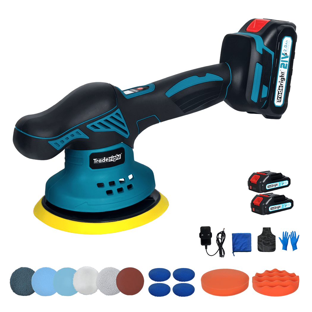 Traderight 21V Cordless Car Polisher Buffer Machine with 6" Pad - Blue, Black - Rivercity House & Home Co. (ABN 18 642 972 209) - Affordable Modern Furniture Australia