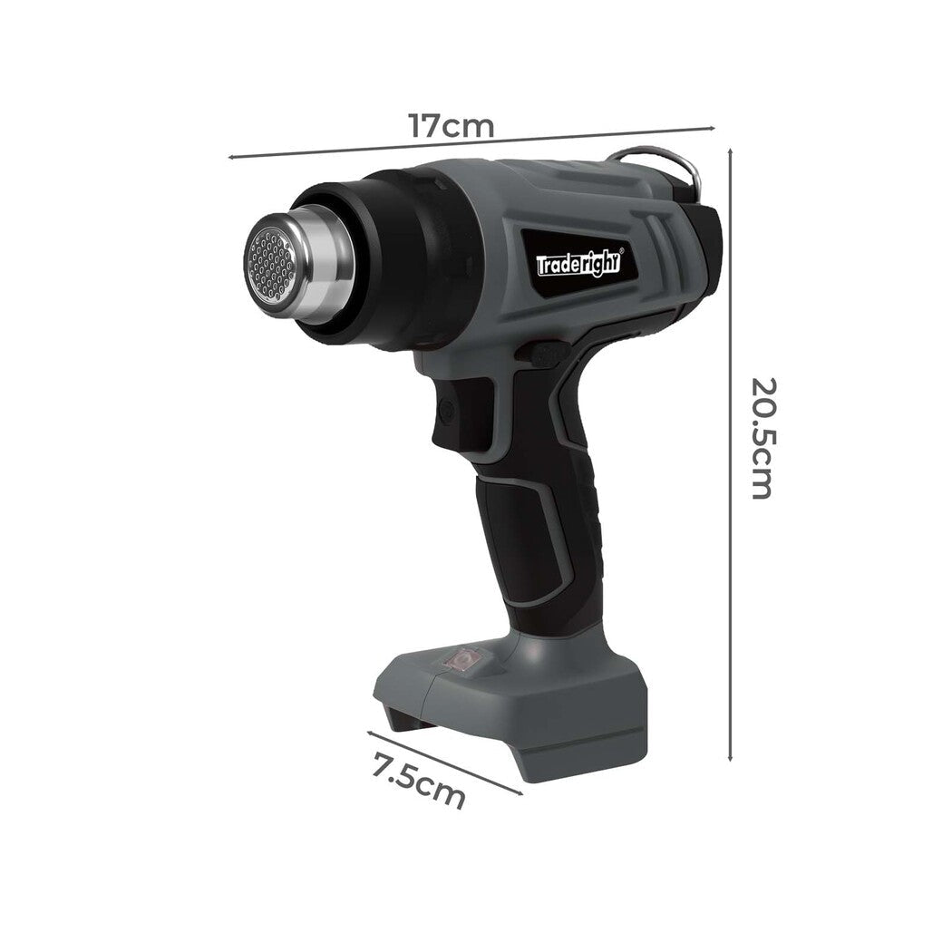 Traderight 21V Cordless Heat Gun Kit 500°C with 5 Nozzles & Scraper - Grey Black - Rivercity House & Home Co. (ABN 18 642 972 209) - Affordable Modern Furniture Australia