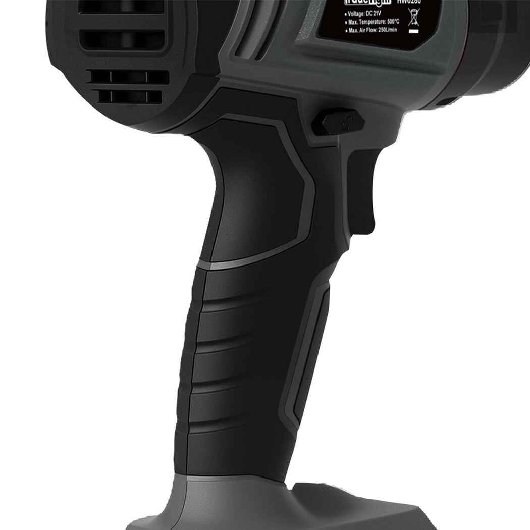 Traderight 21V Cordless Heat Gun Kit 500°C with 5 Nozzles & Scraper - Grey Black - Rivercity House & Home Co. (ABN 18 642 972 209) - Affordable Modern Furniture Australia