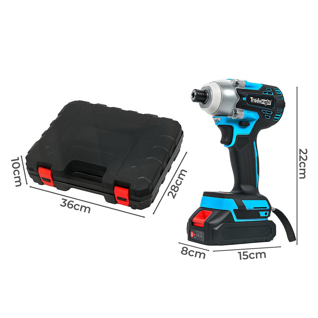 Traderight 21V Cordless Impact Driver 400Nm with 2x2.0Ah Batteries Kit - Blue - Rivercity House & Home Co. (ABN 18 642 972 209) - Affordable Modern Furniture Australia