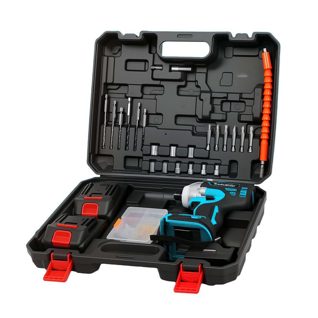 Traderight 21V Cordless Impact Driver 400Nm with 2x2.0Ah Batteries Kit - Blue - Rivercity House & Home Co. (ABN 18 642 972 209) - Affordable Modern Furniture Australia