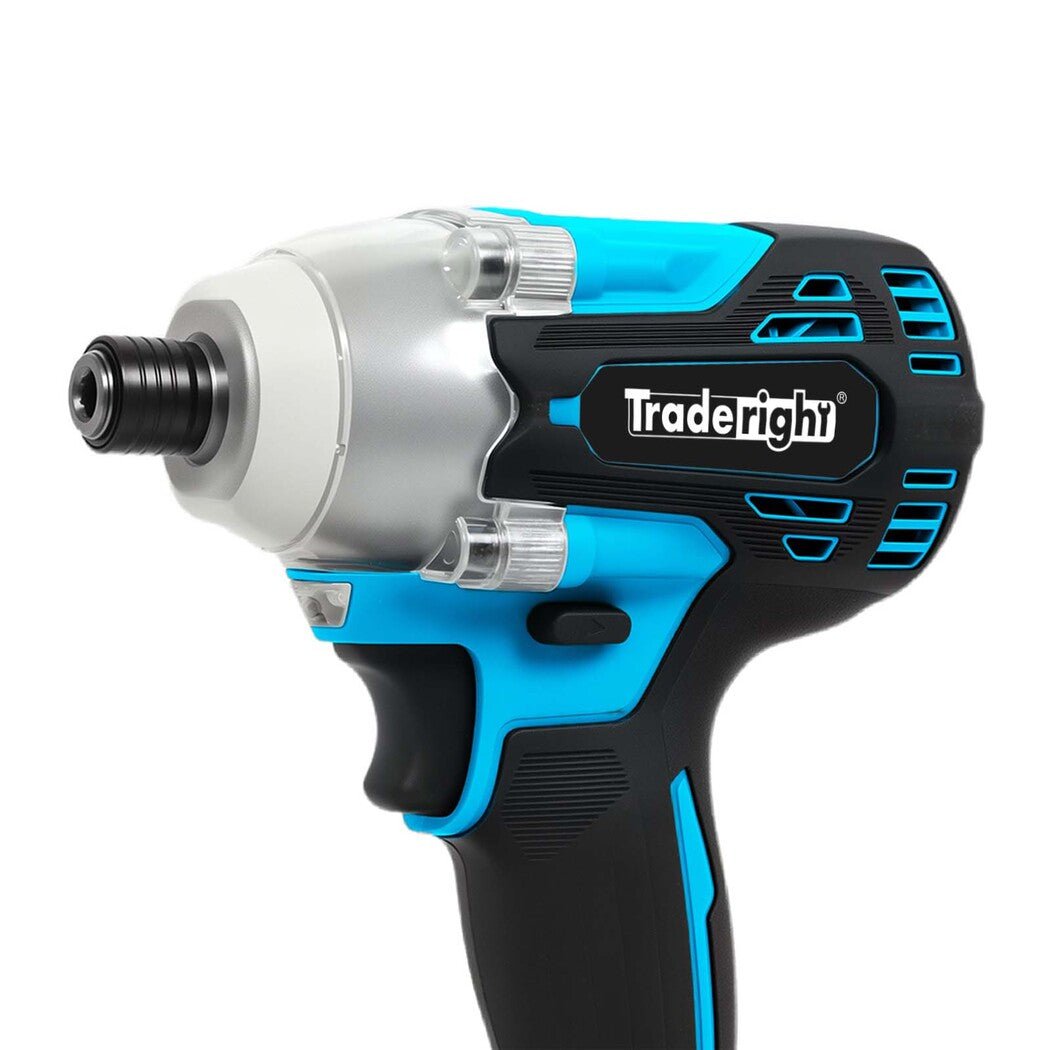 Traderight 21V Cordless Impact Driver 400Nm with 2x2.0Ah Batteries Kit - Blue - Rivercity House & Home Co. (ABN 18 642 972 209) - Affordable Modern Furniture Australia